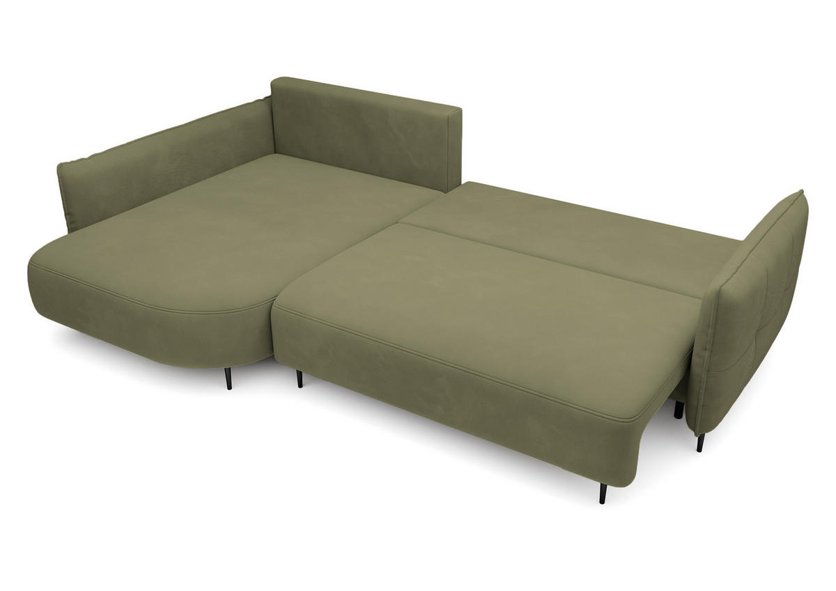 ECKSOFA Oblivio Olivgrün Velours - Schwarz/Olivgrün, Textil/Metall (285/200cm) - Selsey