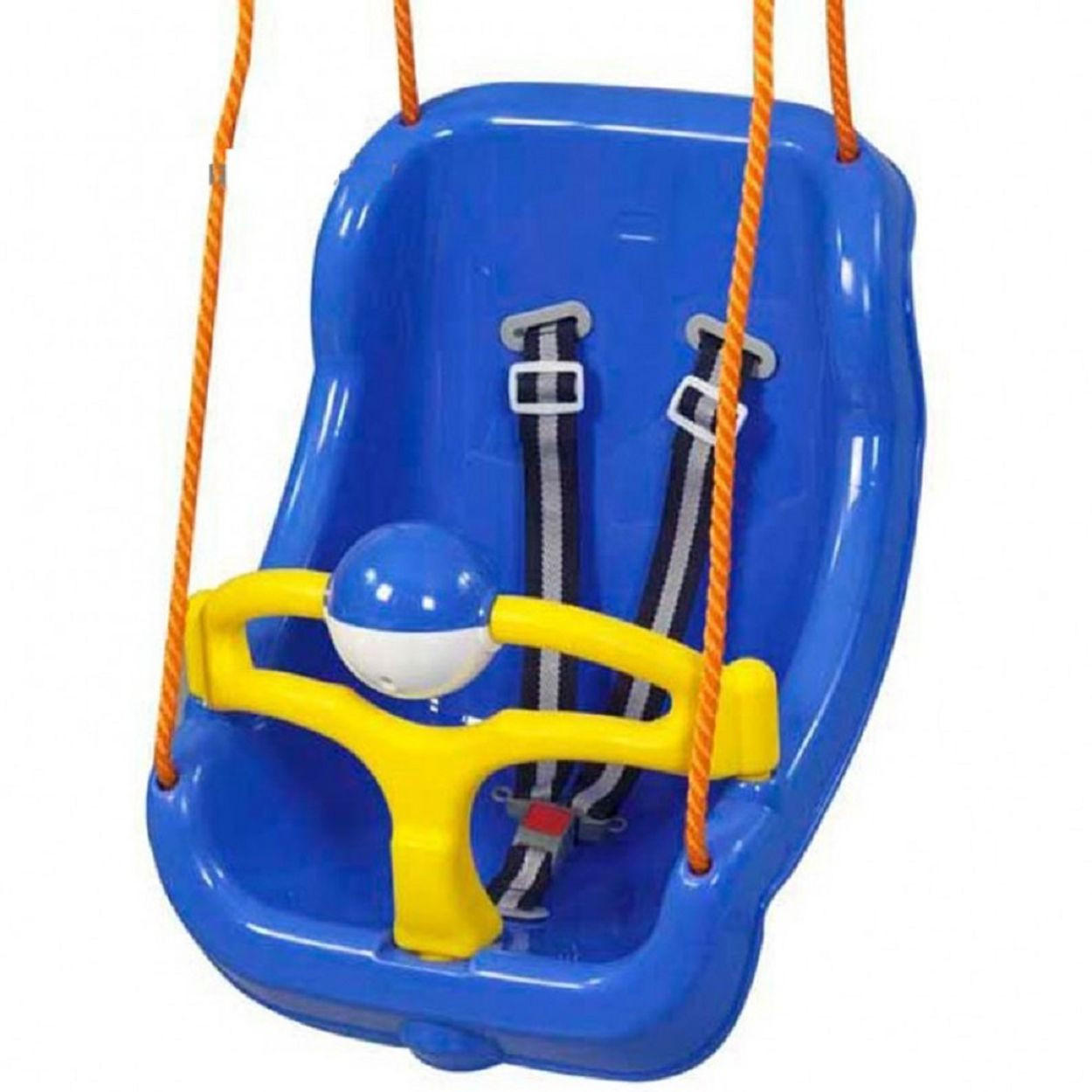 BABYSCHAUKEL Big Swing 06130 2 in 1 blau hohe Rückenlehne, abnehmbarer Bügel, bis 35 kg, ab 12 Monate - Blau, Kunststoff (37/43/28cm) - Pilsan