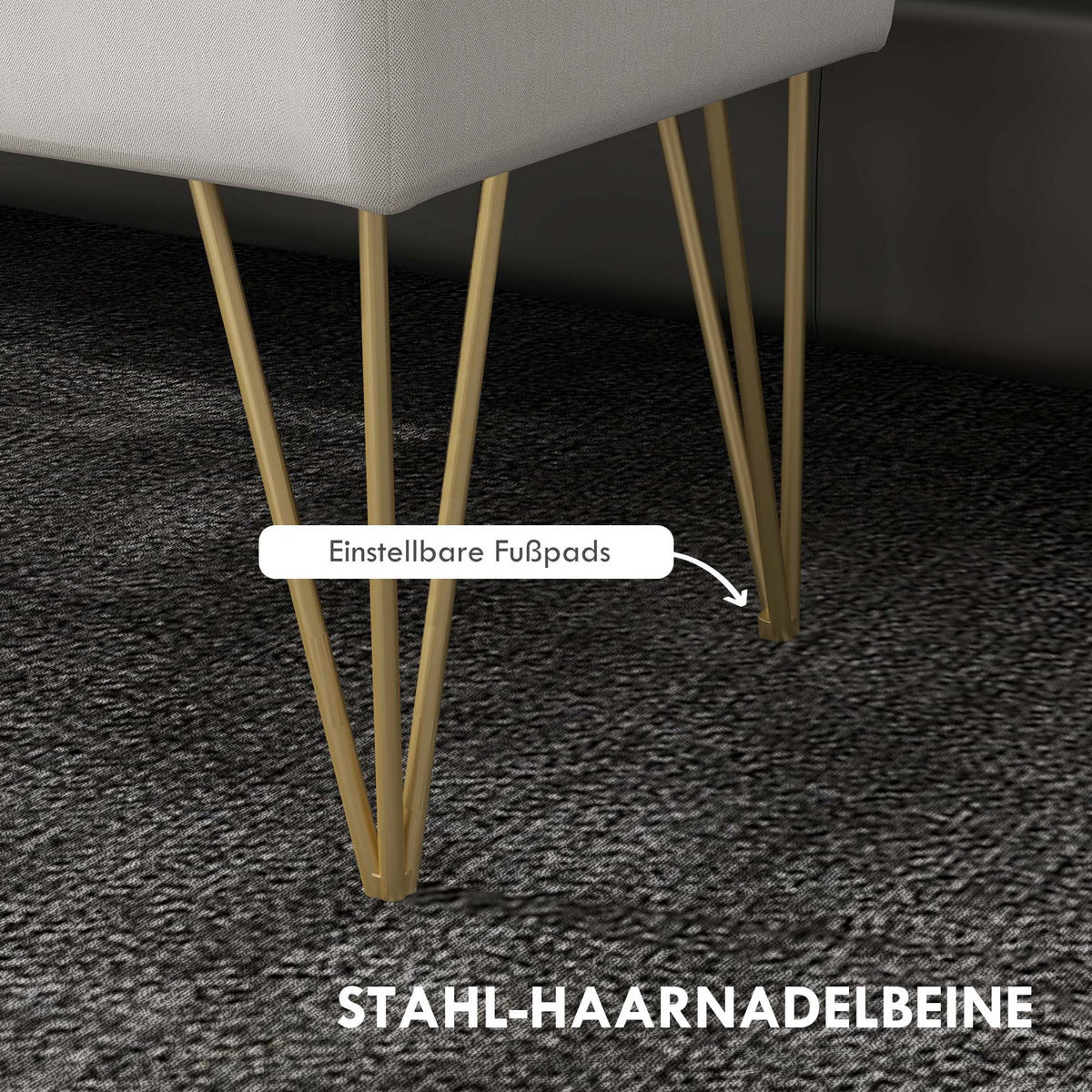 SITZBANK Bettbank - Creme, Holzwerkstoff (40/49/100cm) - HOMCOM