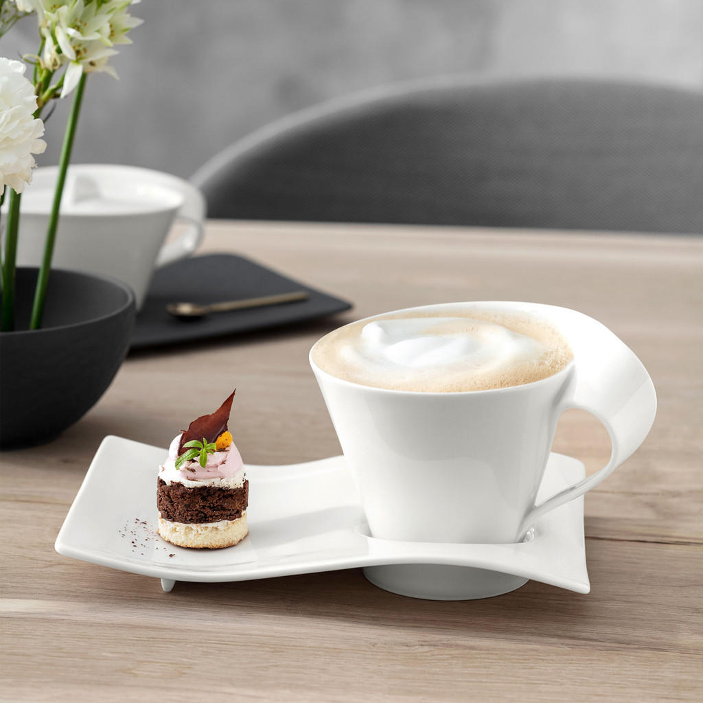 CAFÉ AU LAIT TASSE MIT UNTERTELLER NewWave Caffè weiß 260 ml - Weiß, Keramik (17/13.6/22cm) - Villeroy & Boch