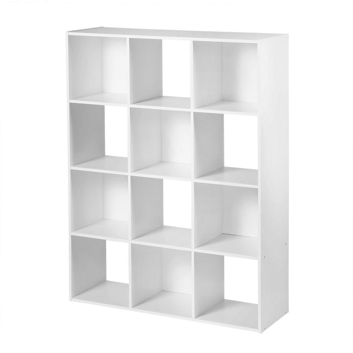 AUFBEWAHRUNGSREGAL mit 12 Fächern - L93 x H124 cm - Weiß, Holzwerkstoff (29.8/124.2/93.3cm) - Calicosy