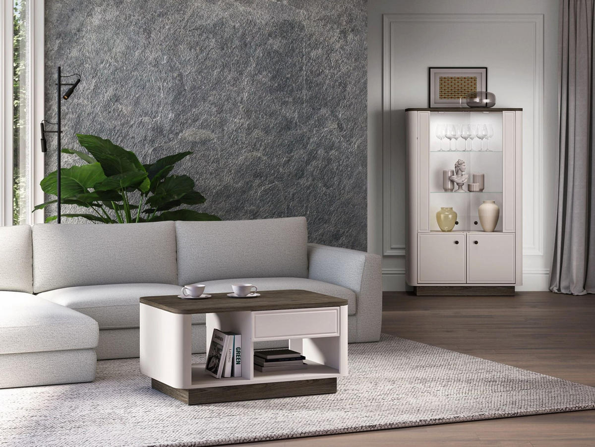 COUCHTISCH Velveto Kaschmir/Eicheoptik Dunkel 90 x 60 cm - Taupe, Holzwerkstoff (60/90/45cm) - Selsey