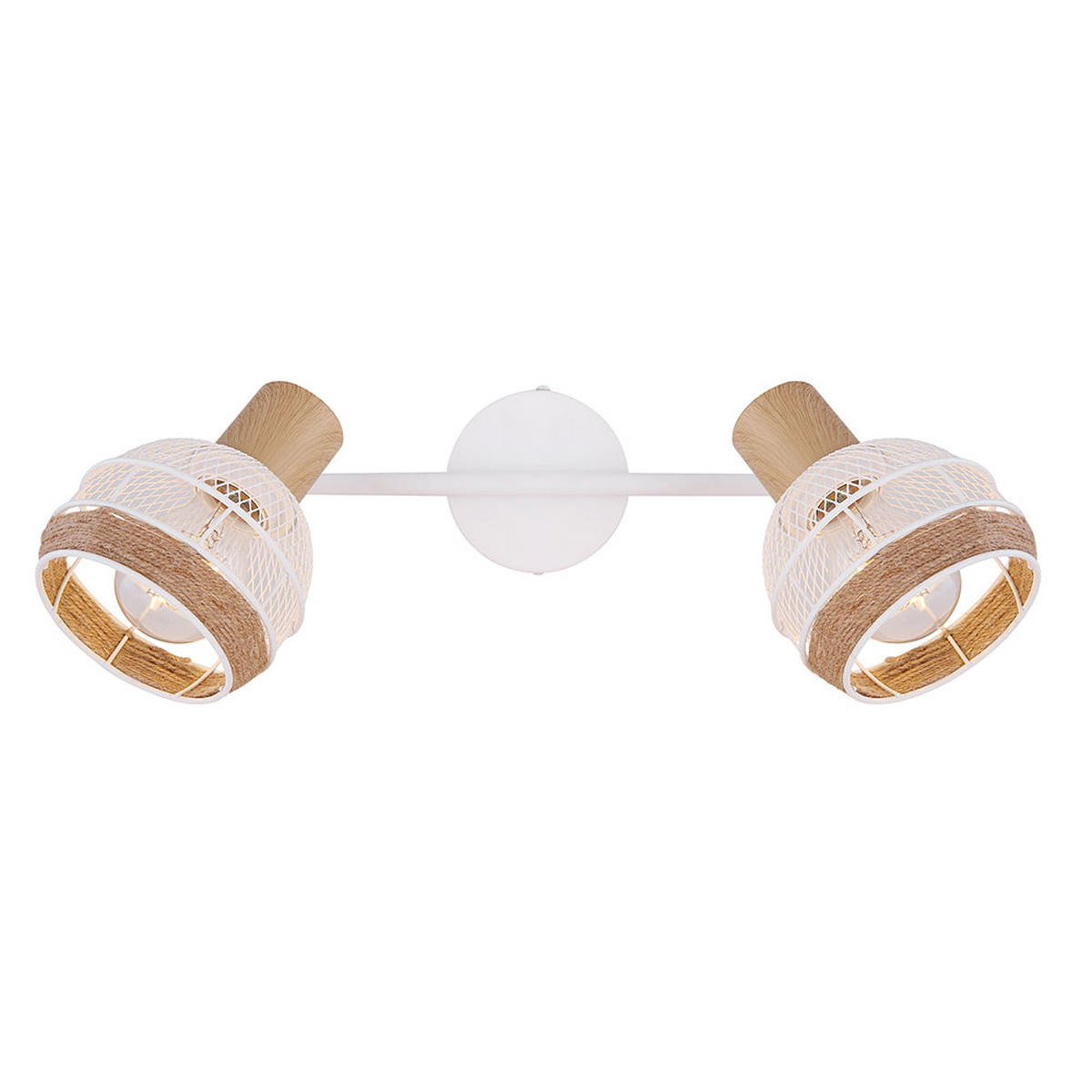 DECKENLEUCHTE Hanfseil Weiß Holzoptik - Weiß, Metall (36/17.5/18.2cm) - Globo Lighting