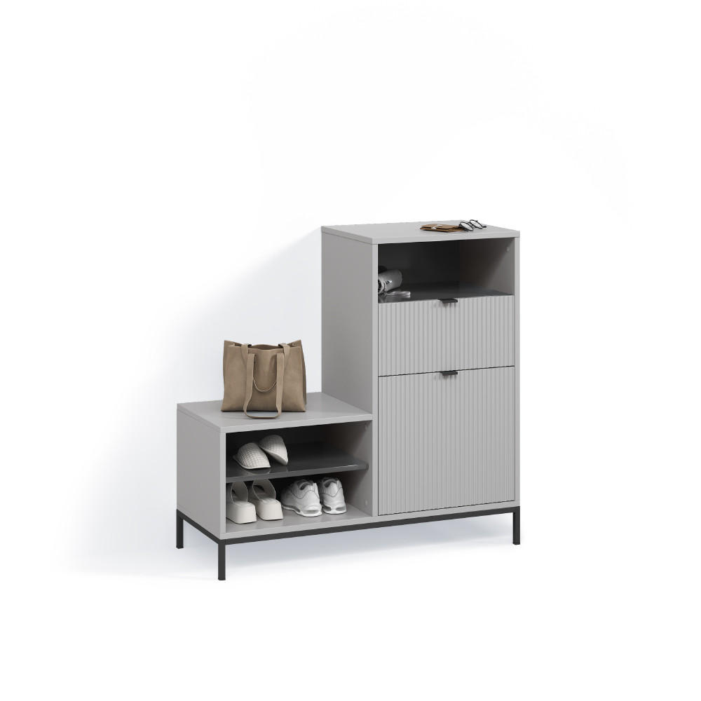 SCHUHSCHRANK Aterno Grau 100 x 98.5 cm mit Tür und Schublade - Grau, Holzwerkstoff (100/98.5/40cm) - Livinity®