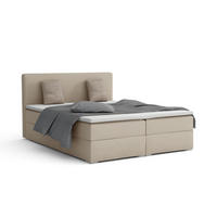BOXBETT BELLO 180x200 in Velour Beige H4 - Beige, Holz/Holzwerkstoff (180/200cm) - Deine Möbel 24