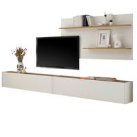 WOHNWAND 3-teilig Center in weiß und Eiche Wotan 300 cm - Eiche Wotan/Weiß, Holz/Holzwerkstoff (300/180/30cm) - Furn.Design