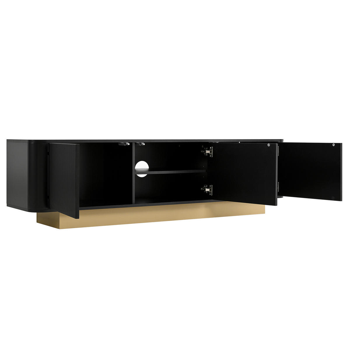 LOWBOARD 170/40,5/47 cm aus MDF und Holzwerkstoff mit Kabelmanagement Schwarz - Schwarz, Holzwerkstoff (170/47/40.5cm) - Modenvie