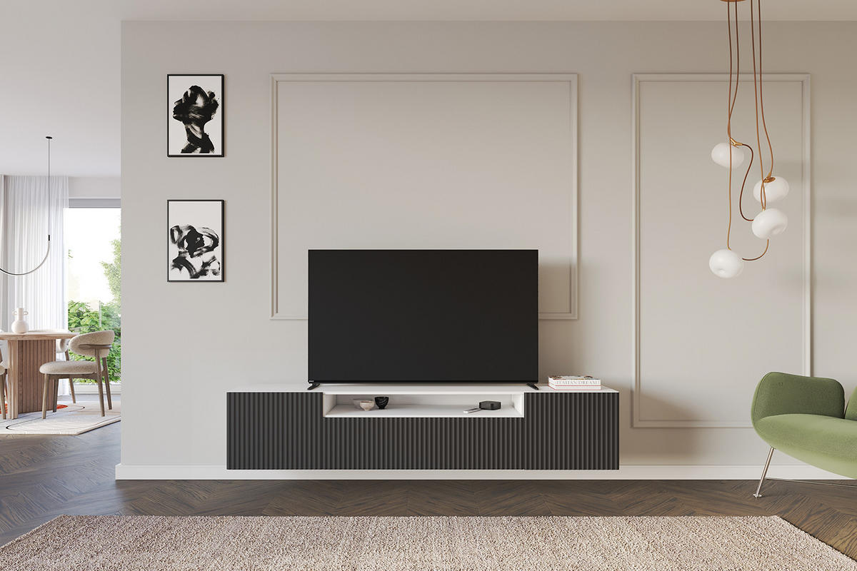 LOWBOARD NOA-2-W 200x40x41 cm - Weiß / Schwarz - Schwarz/Weiß, Holzwerkstoff (200/40/41cm) - ALTDECOR
