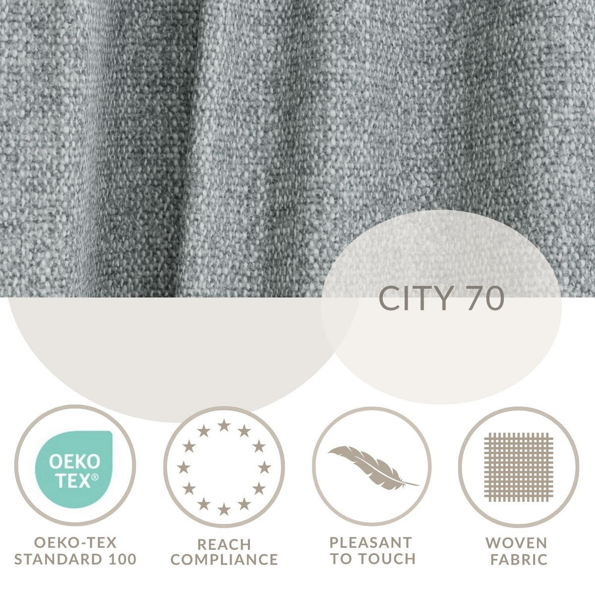 ROZKLÁDACÍ POHOVKA Milos, textil, modrošedý - černá/šedohnědá, dřevo/kompozitní dřevo (255/70/105cm) - Maison de Reve