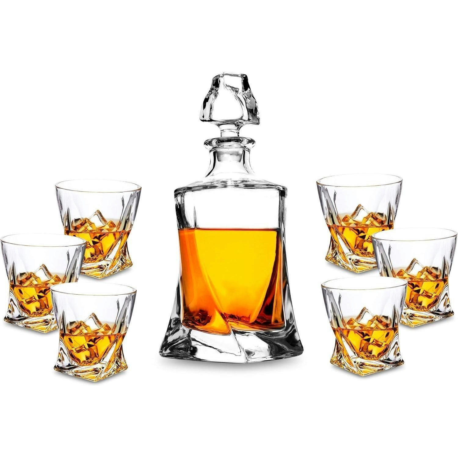 WHISKY Set 7-teilig Kristallglas 800 ml Dekanter mit 6 Gläsern - Transparent, Glas (0.8L)
