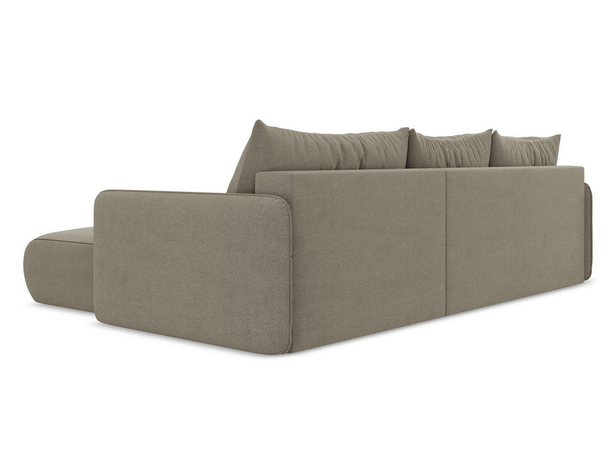ECKSOFA mit Schlaffunktion Strukturstoff Stoff Beige - Beige/Schwarz, Kunststoff/Textil (240/148cm) - Makamii