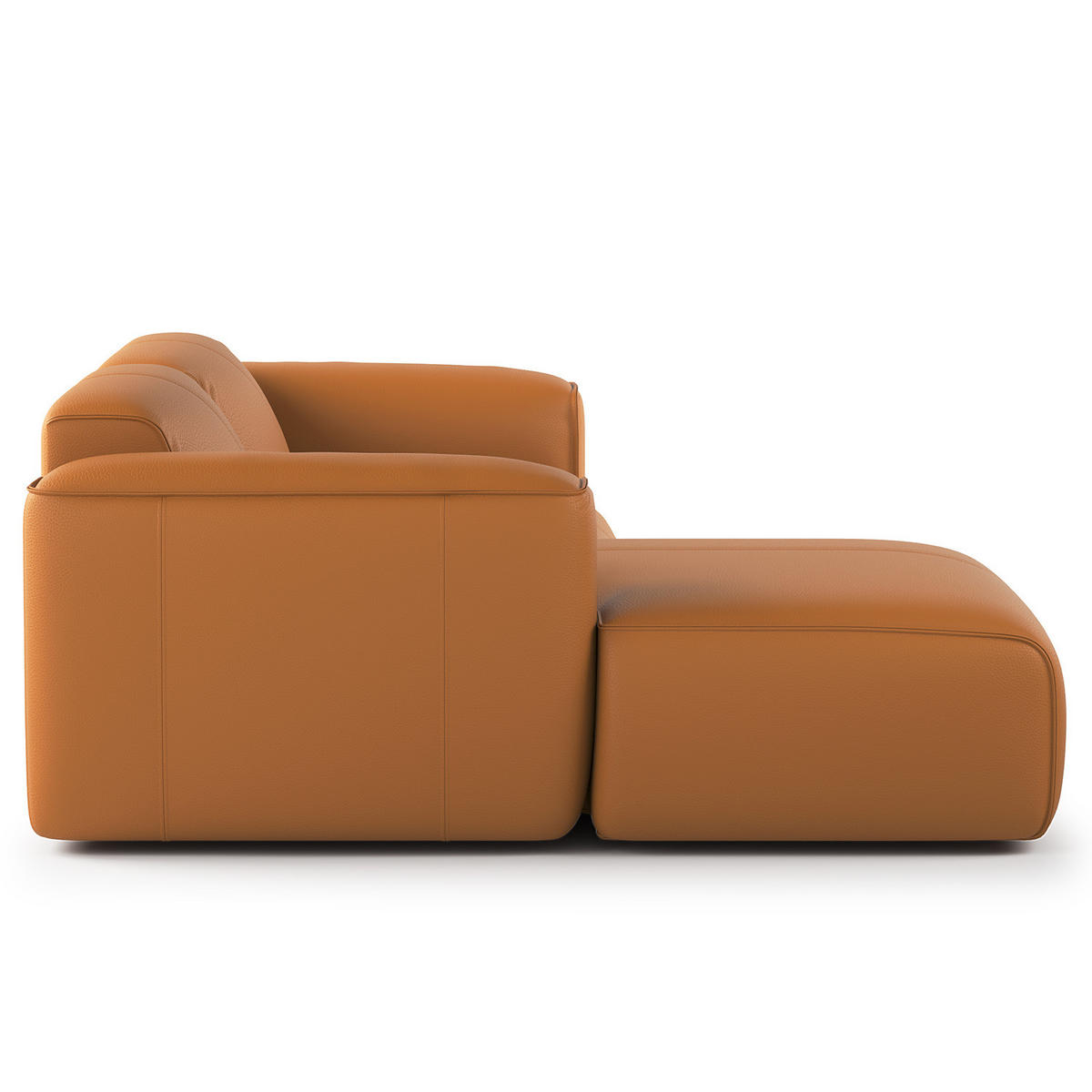 ECKSOFA mit XL-Longchair - Cognac/Schwarz, Leder/Kunststoff (260/171cm) - home24