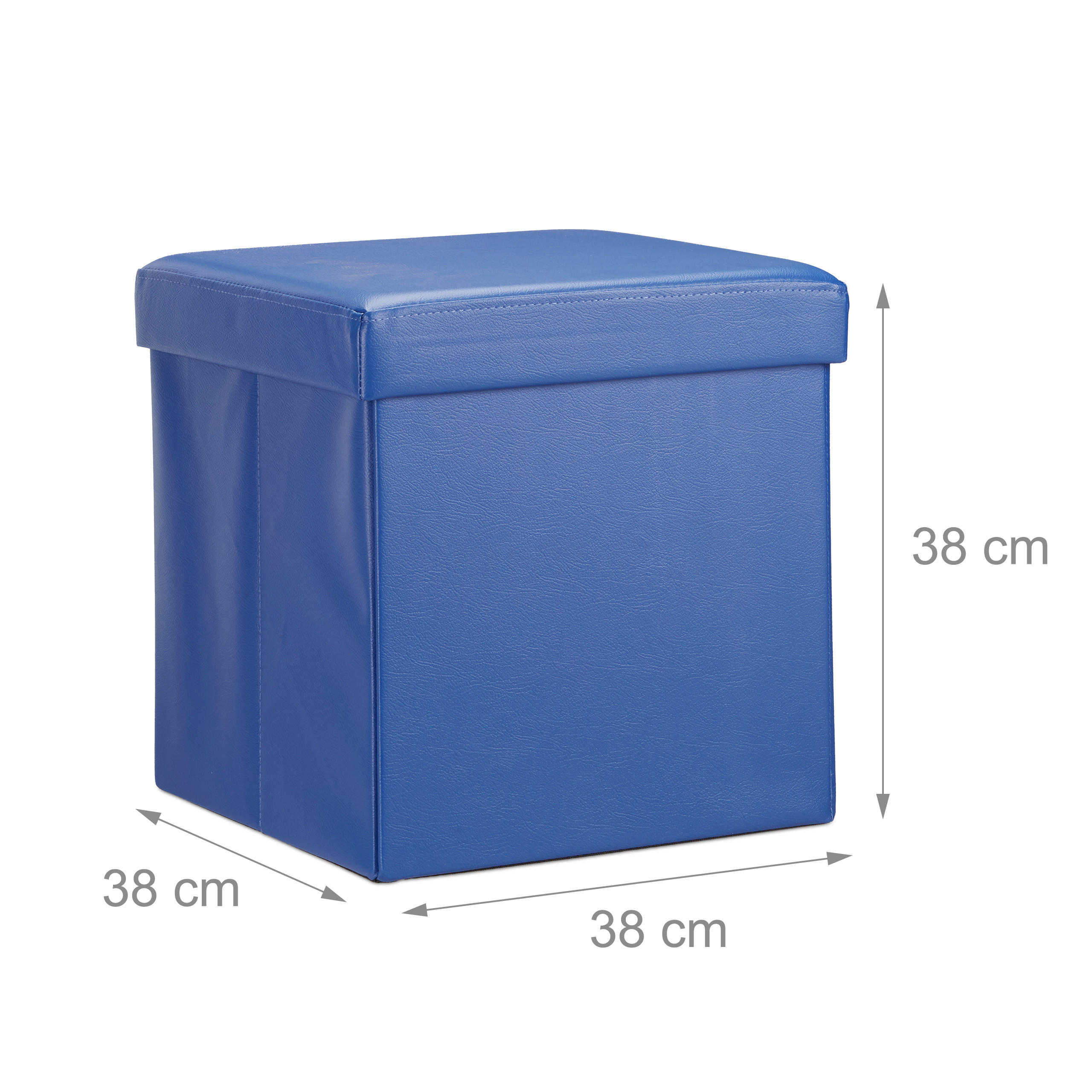 FALTBARER Sitzhocker - Blau, Holzwerkstoff/Kunststoff (38/38/38cm) - Relaxdays