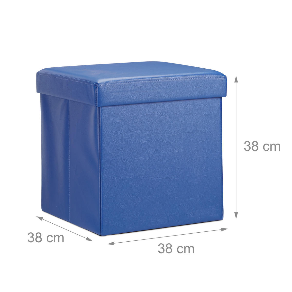 FALTBARER Sitzhocker - Blau, Holzwerkstoff/Kunststoff (38/38/38cm) - Relaxdays
