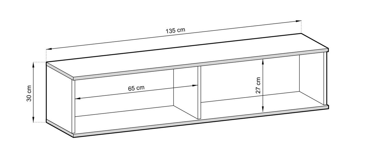 HÄNGELOWBOARD - Dayn RTV-135 - Schwarz - Schwarz, Holzwerkstoff (135/30/32cm)
