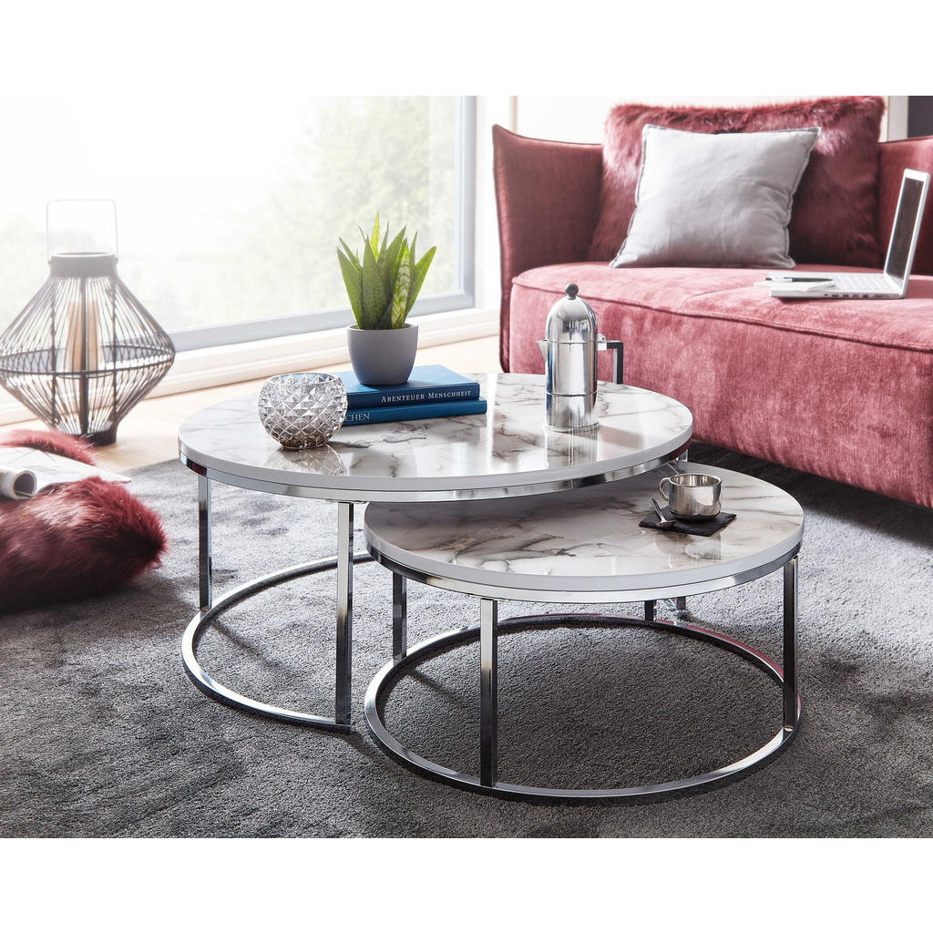 Thumbnail - tinkaro Couchtisch, Silber, Holzwerkstoff, 80x36x80 cm, Wohnzimmer, Wohnzimmertische, Couchtische