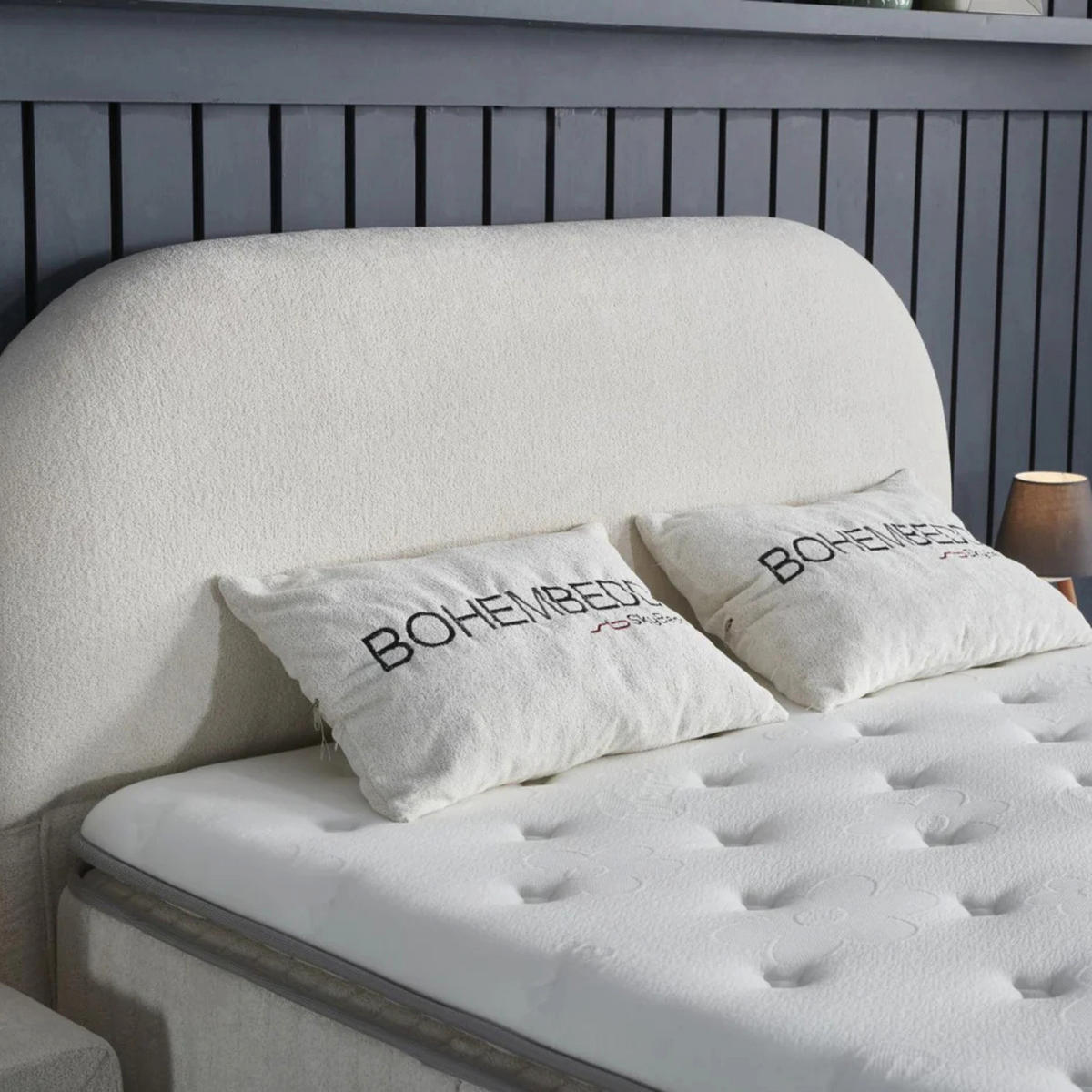 BOXBETT BOHEM Bett mit Matratze 180x200 - Beige, Holz (180/200cm)