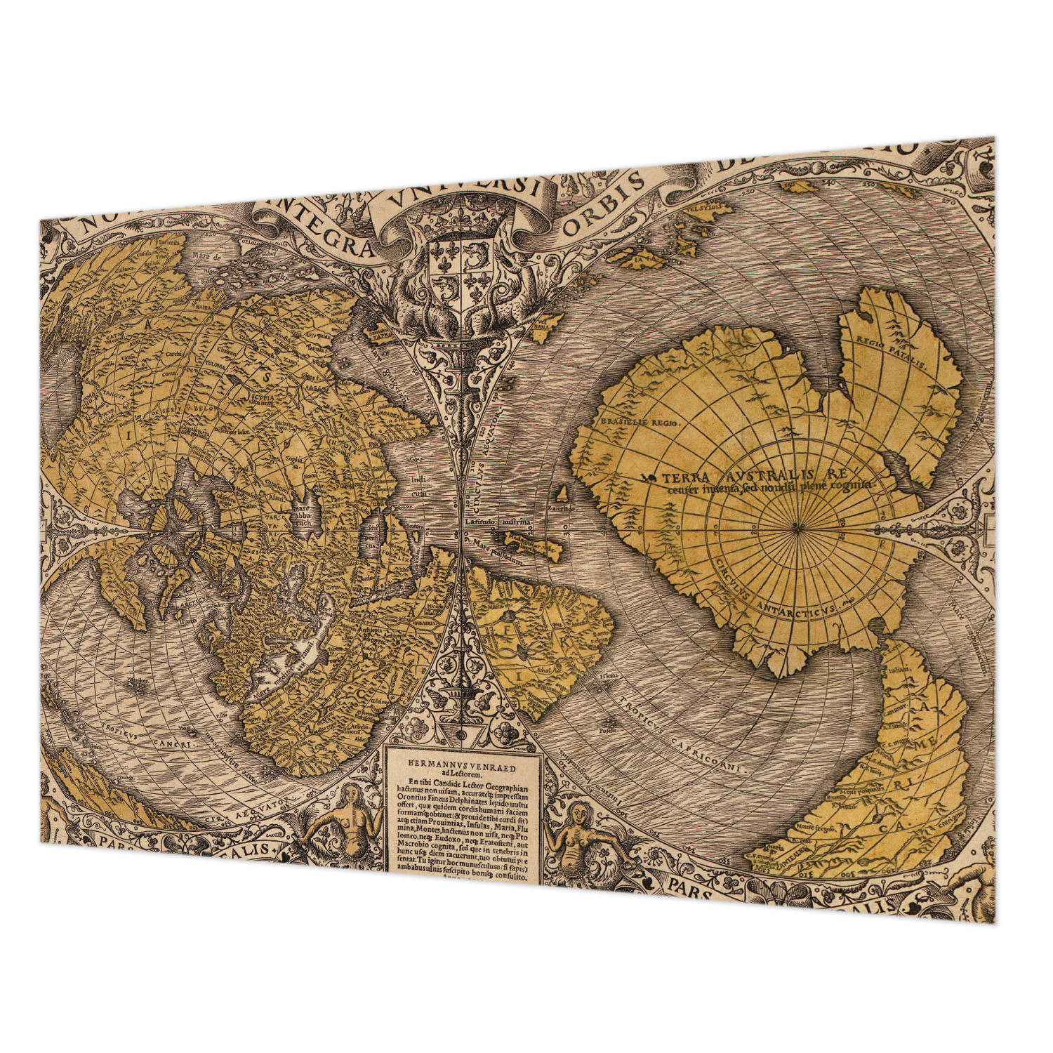 FOTOTAPETE 312x219 cm - Historische Kartographie - Gelb, Textil (312/219cm) - Wallfluent
