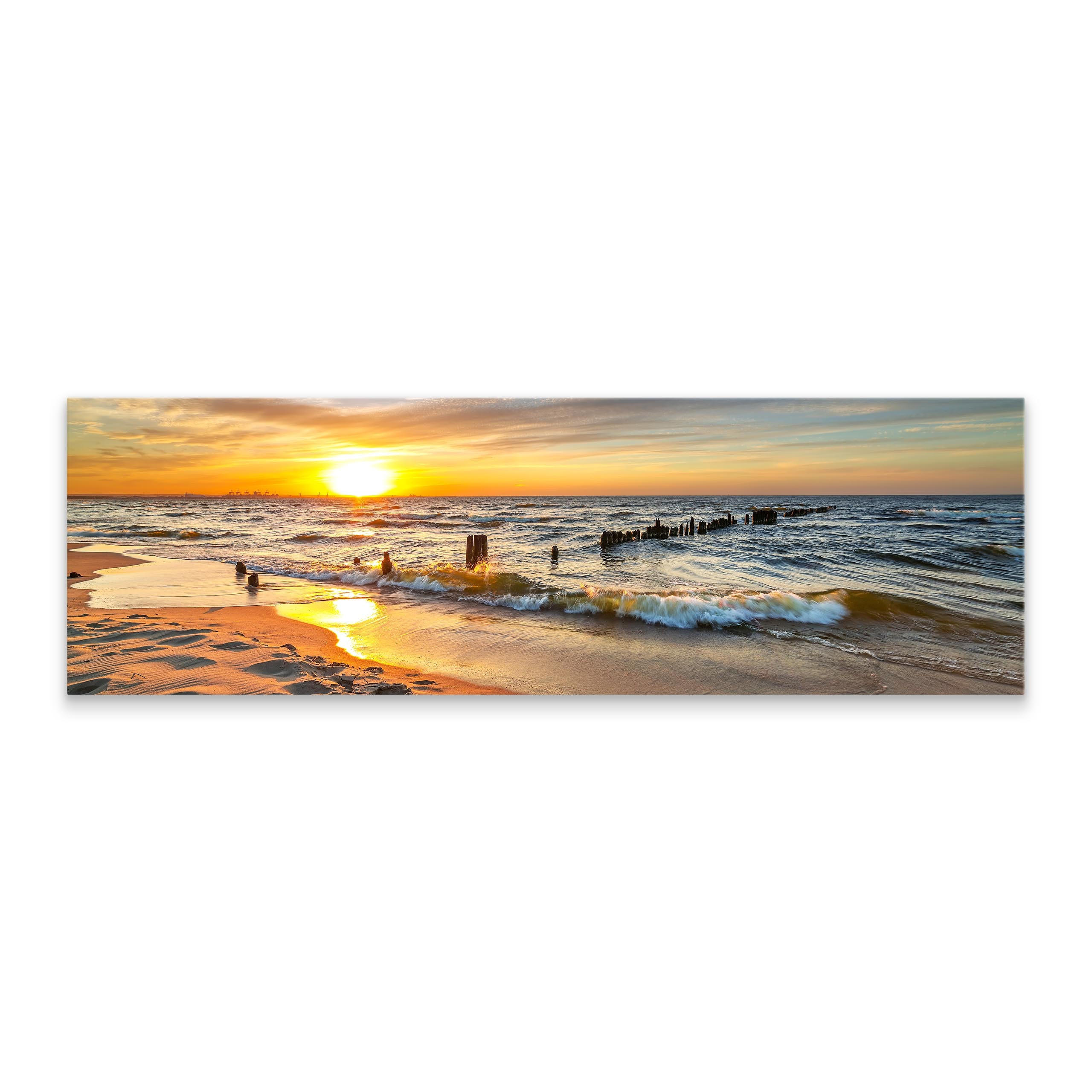 Thumbnail - Muralo Panoramabild, Beige, Blau, Braun, Grau, Orange, Weiß, Textil, Kiefer, Wasser/Strand/Meer, Rechteckig, 145x45 cm, ...