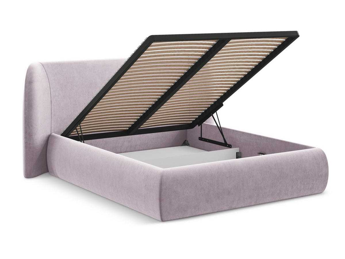 POLSTERBETT mit Bettkasten und Lattenrost 210x215 Violett - Lila/Flieder, Kunststoff/Textil (160/200cm) - Makamii