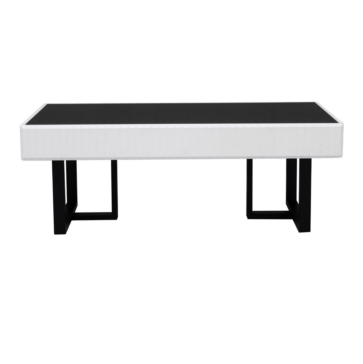 COUCHTISCH 110/50,5/41 cm in Schwarz-Weiß mit Hochglanzplatte und Metallgestell - Schwarz, Holzwerkstoff (110/50.5/41cm) - Flora Grace