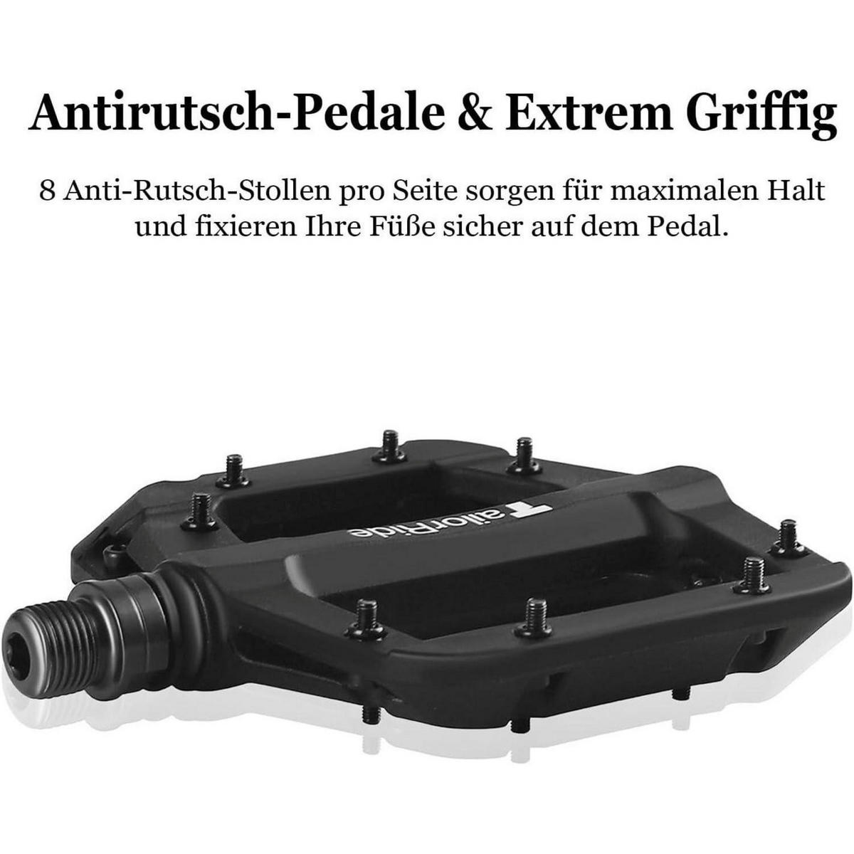 FAHRRADPEDALE Plattform-Pedale Schwarz 9/16 Zoll - Schwarz, Metall (9/2.5/10cm)