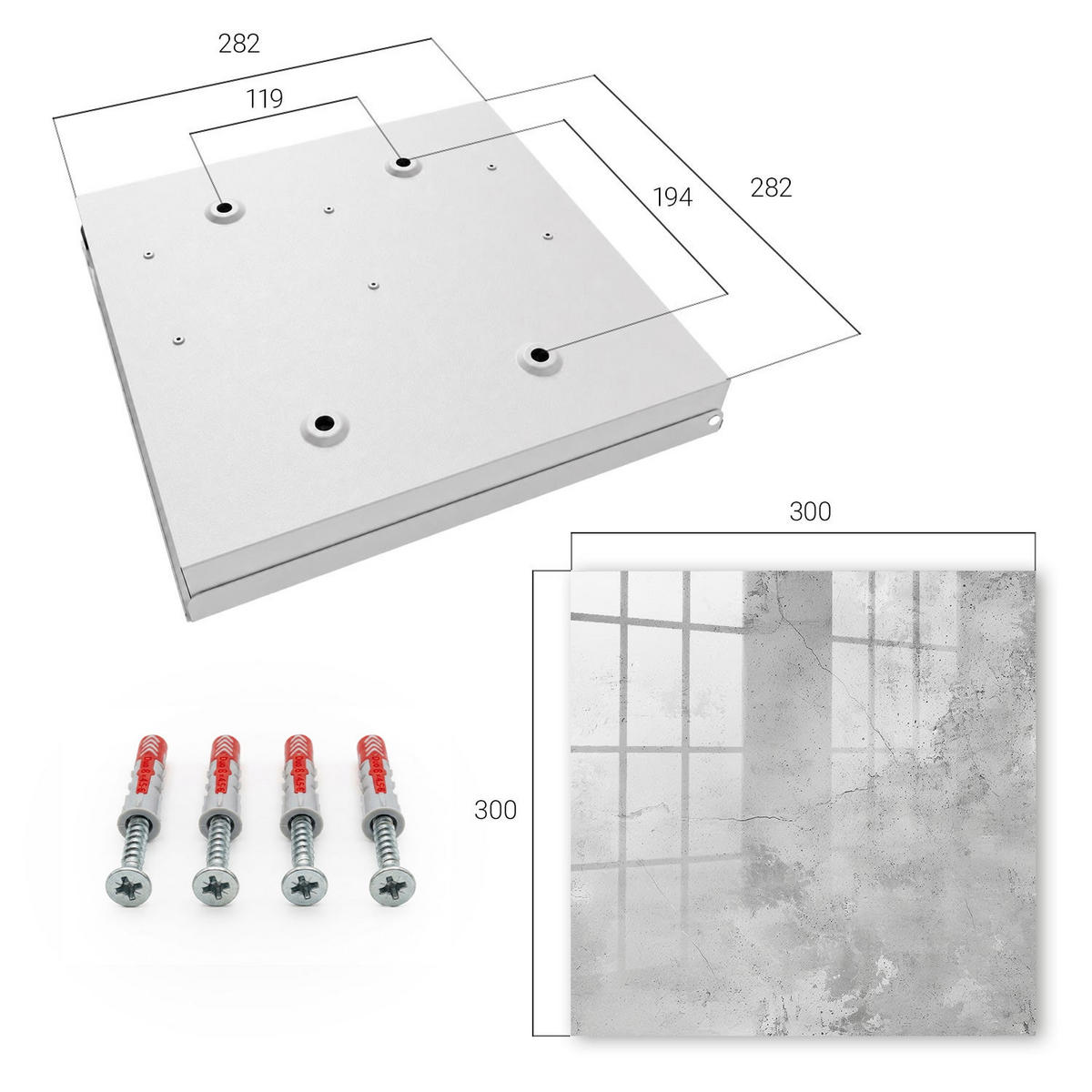 SCHLÜSSELBOX Weiß 30x30 cm – Türöffnung nach rechts - Unverfälschte Eleganz - Grau, Metall (30/30/5cm) - TULUP
