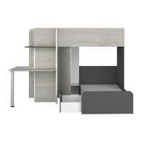 ETAGENBETT - 2 Personen - Holz, Platte - Schwarz, Hellgrau - - Schwarz/Grau, Holz (90/190cm) - Vente-Unique