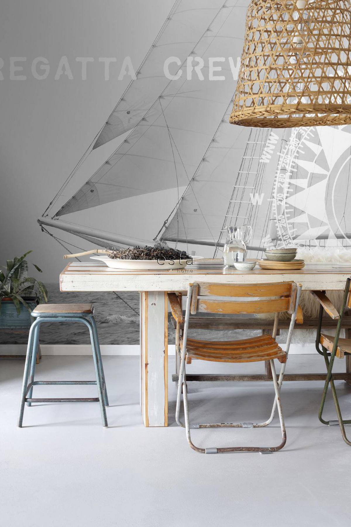 FOTOTAPETE Segelboot 372 x 270 cm - Grau, Papier (372/270cm) - ESTAhome