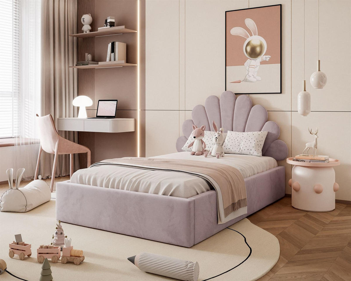 POLSTERBETT ASHLEY mit Bettkasten 140x200 cm, Stoff: Magic Velvet 2249 - Violett, Textil - Lookway