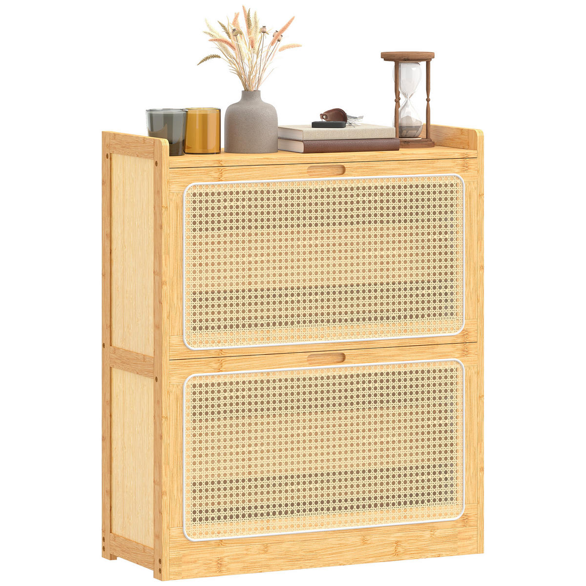 SCHUHSCHRANK Natur Bambus klappbar mit Fächern 1 Stück - Naturfarben, Holz (69/83/29cm) - PANGIVO