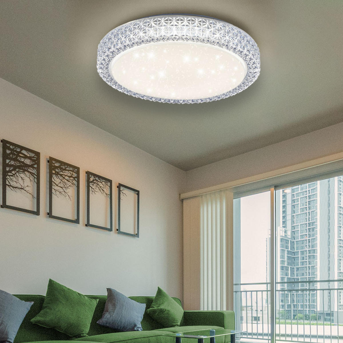 LED DECKENLEUCHTE Kristalle Weiß - Weiß, Metall (40/40/11cm)