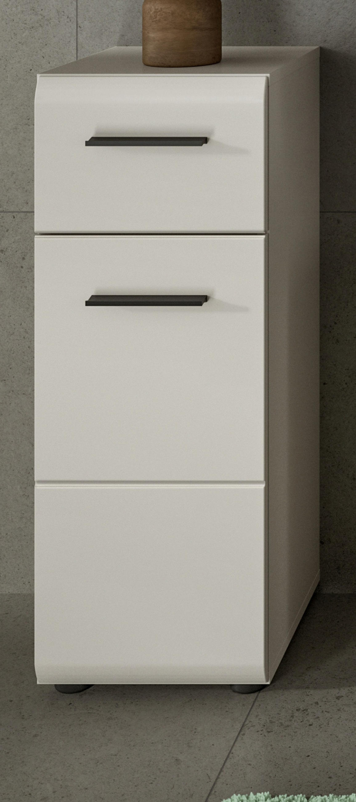 BADKOMMODE Kaschmir 30 cm, Badezimmer Kommode mit wechselbarem Türanschlag - Kaschmir/Schwarz, Holzwerkstoff/Kunststoff (30/80/30cm) - Inn.Furn