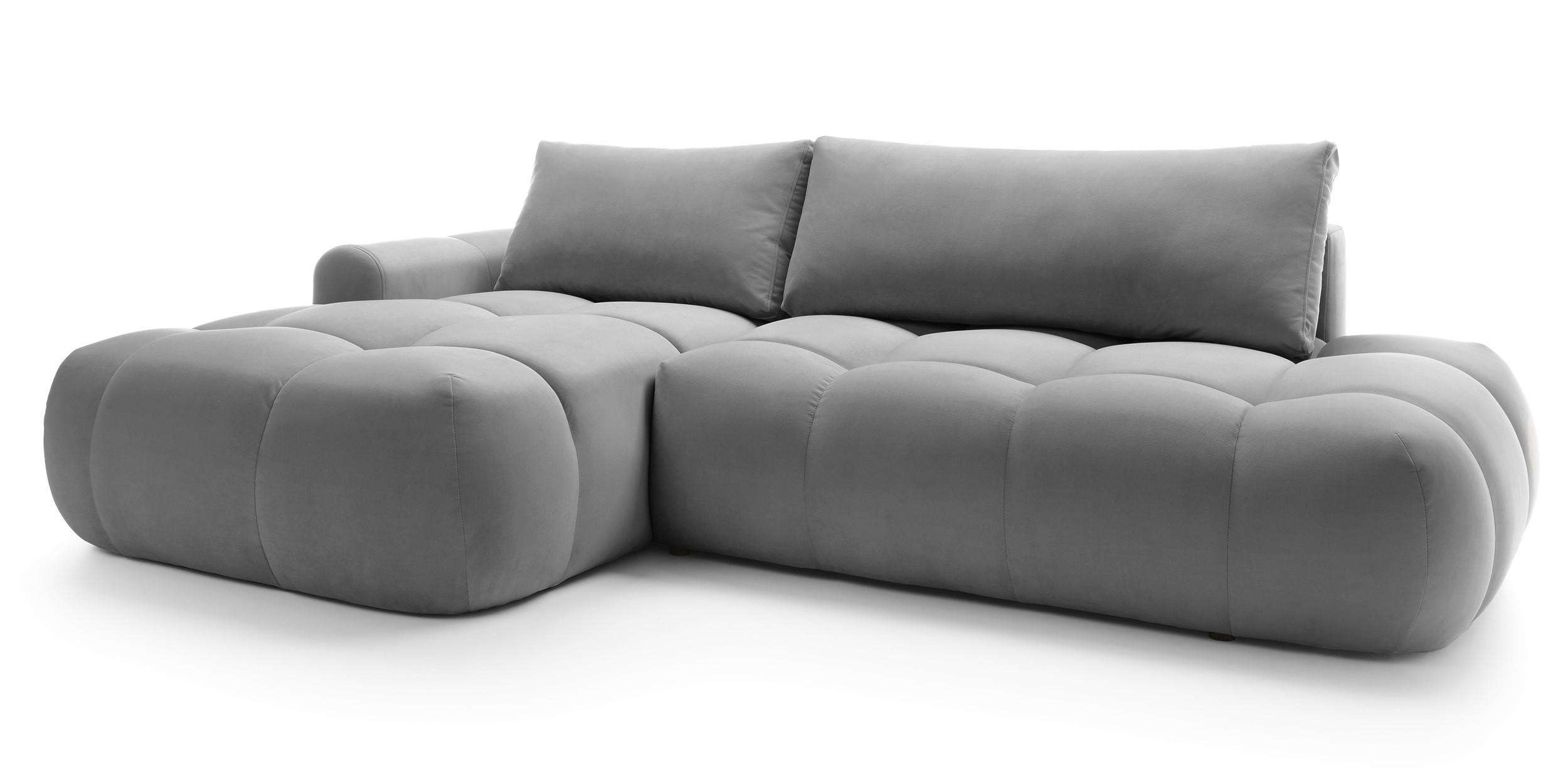 ECKSOFA Ombo Grau Velours 280 cm - Schwarz/Grau, Kunststoff/Textil (284/167cm) - Selsey