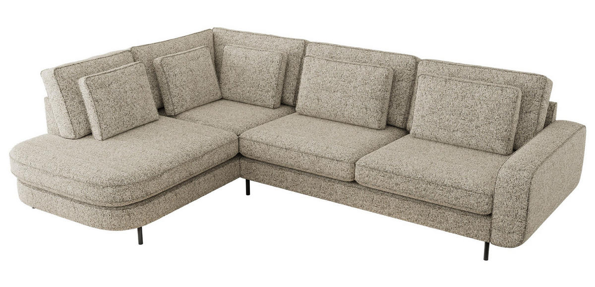 ROHOVÁ SEDAČKA CALENO L - Béžová Strukturovaná látka - Pravá Strana - černá/béžová, kov/textil (317/225cm) - MKS