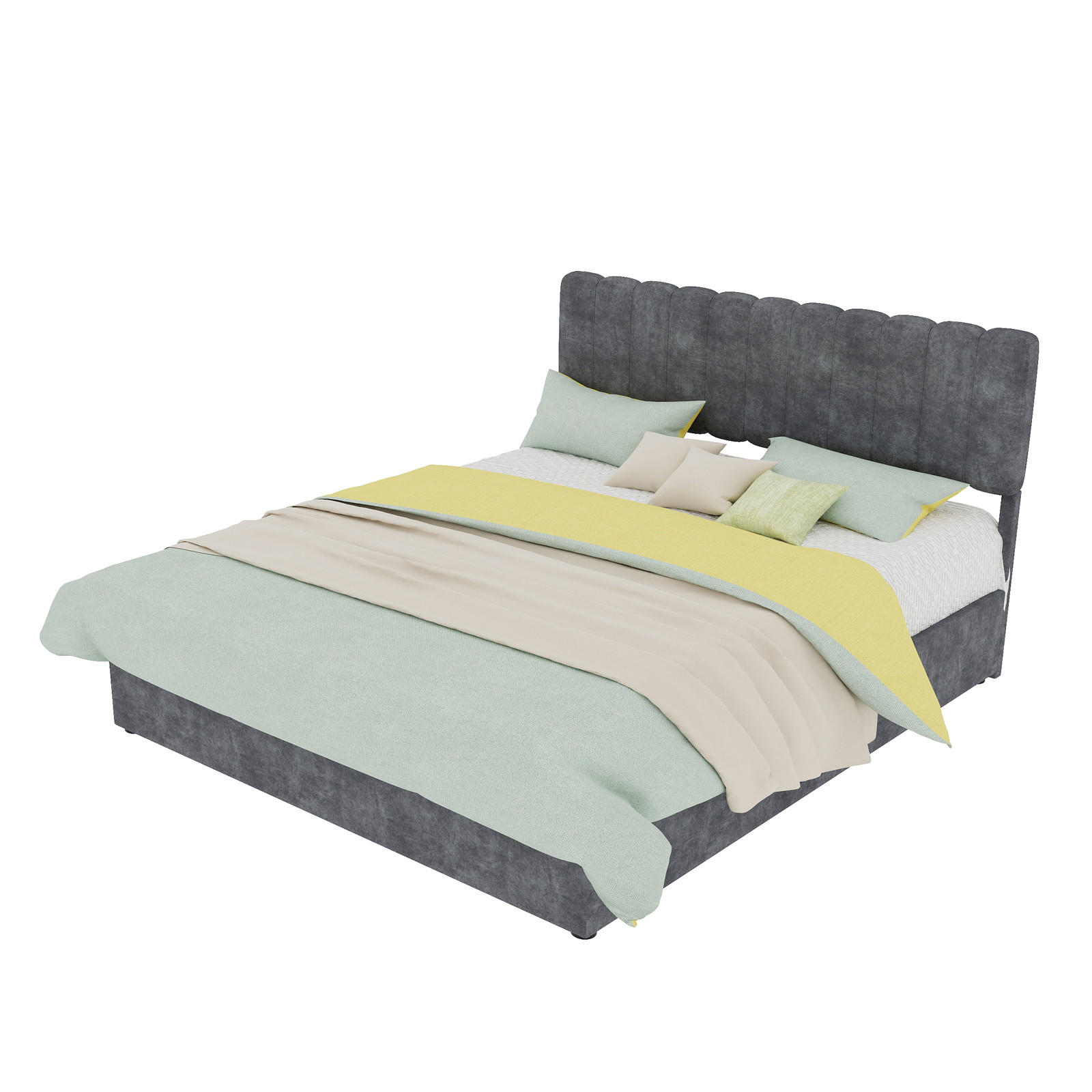 POLSTERBETT 160/200 cm in Grau mit gepolstertem Kopfteil und Holzrahmen in modernem Design - Grau, Holzwerkstoff/Textil (160/200cm) - STILVORA