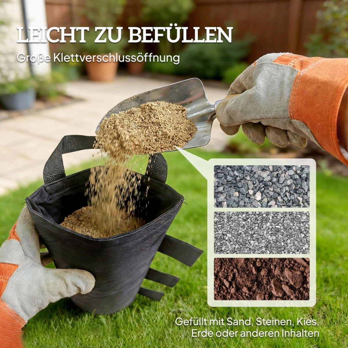 PAVILLON GEWICHTE 8er Set Sandsäcke 40 kg Oxford schwarz - Schwarz, Textil (20/50/1cm) - Fortuna Lai