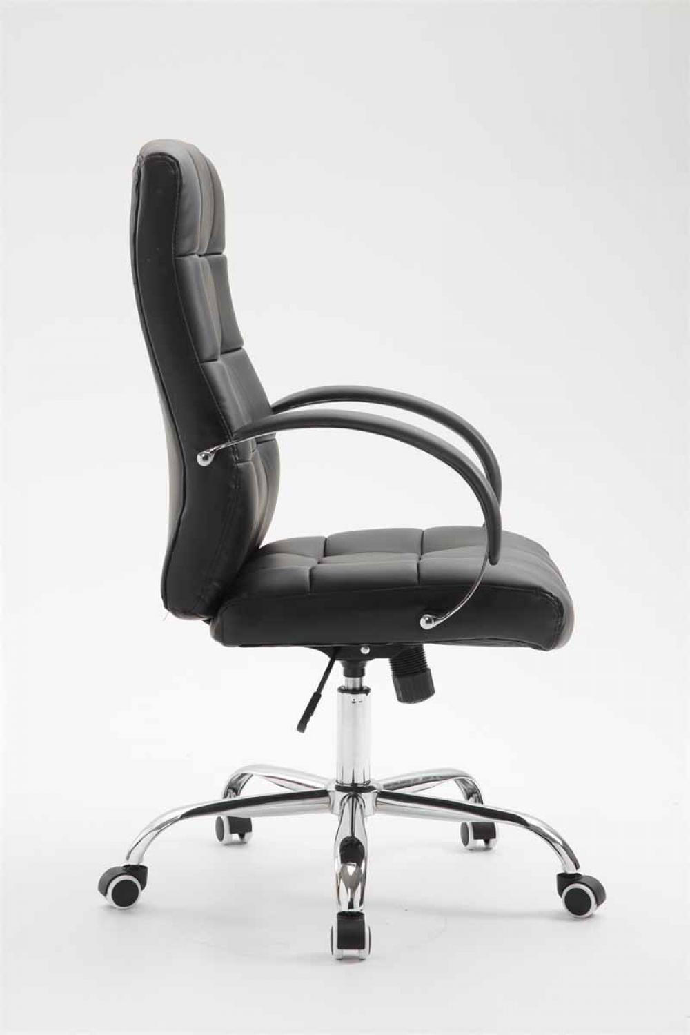 CHEFSESSEL Lederlook schwarz - Chromfarben/Schwarz, Textil/Metall (54/105/51cm) - CLP
