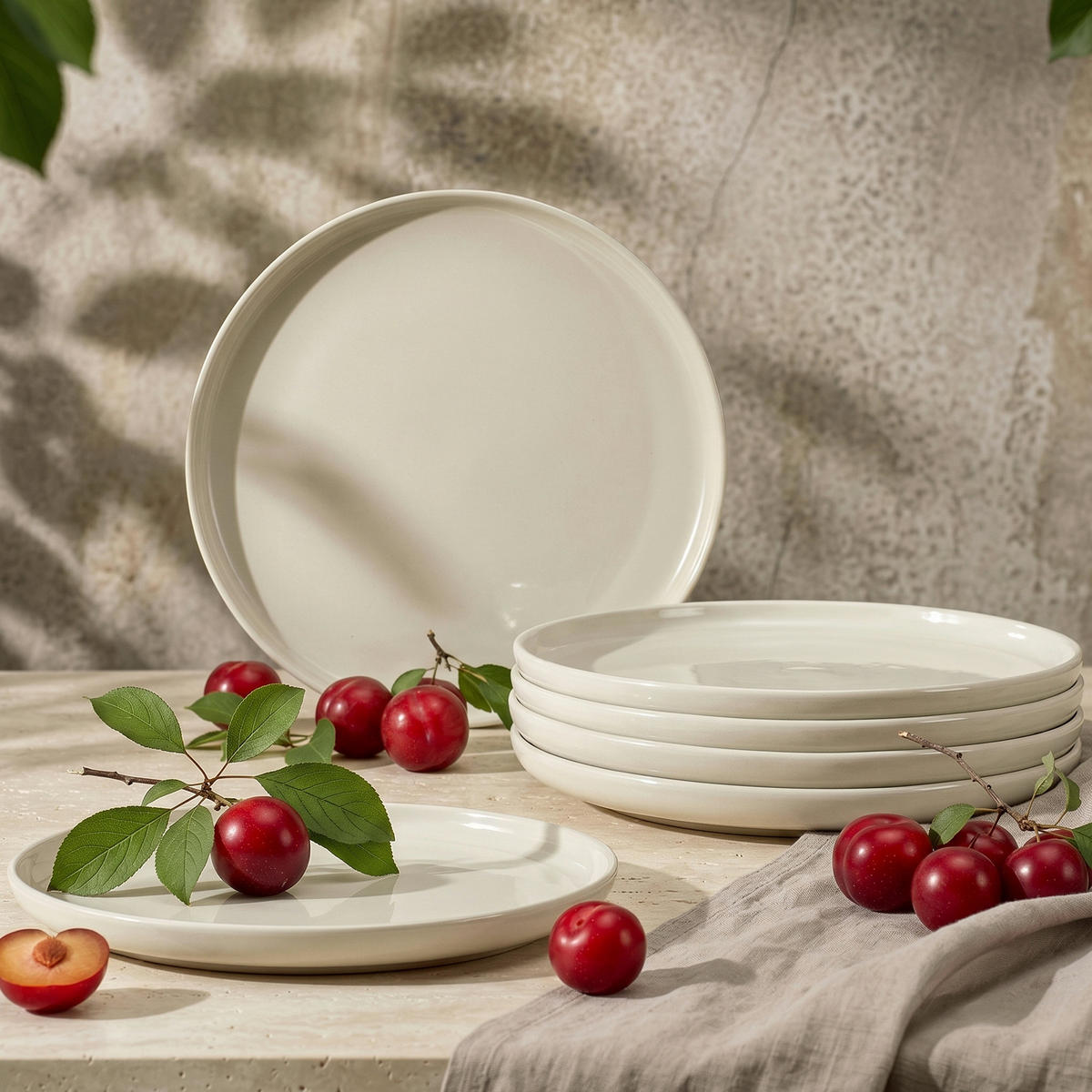 TELLER-SET VICTO 6-tlg Dessertteller - Beige, Keramik (20/2/20cm) - KONSIMO®