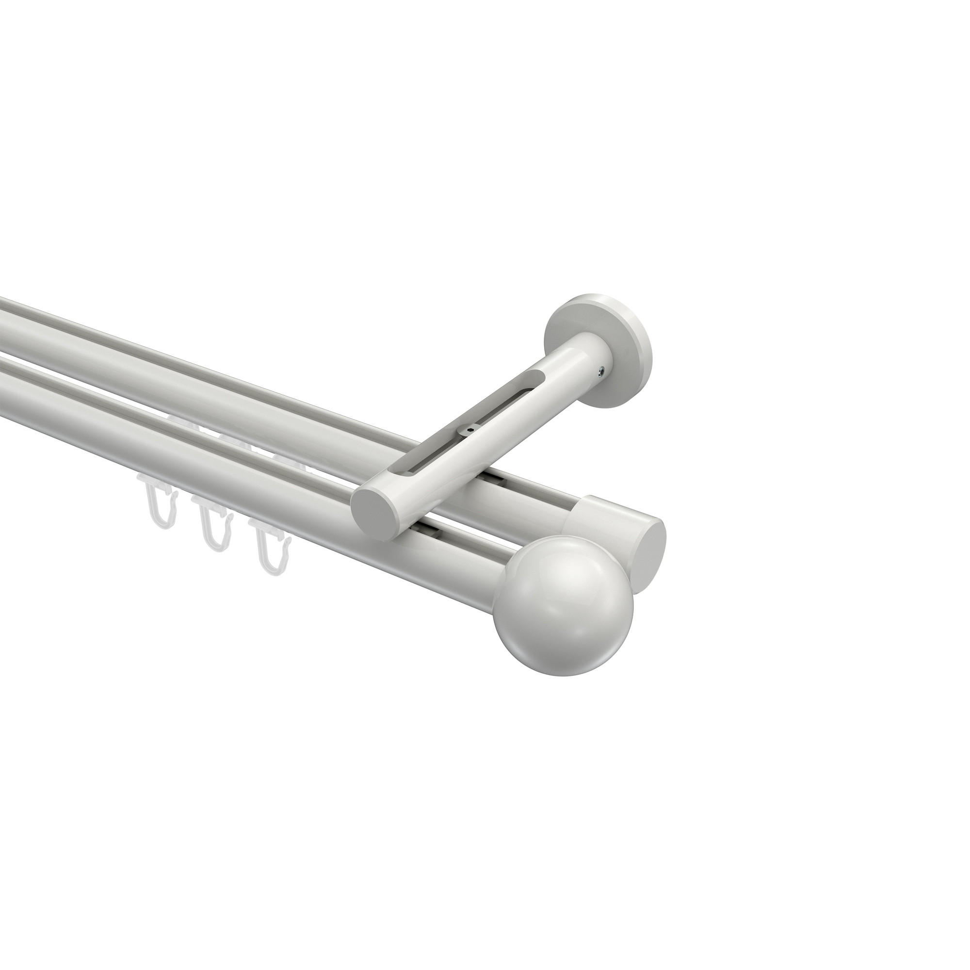 INNENLAUF-GARDINENSTANGEN-SET Siteno Luino 400 cm (geteilt in 2 x 200 cm), 2-läufig, 20 mm Ø Weiß - Weiß, Metall (400cm) - INTERDECO