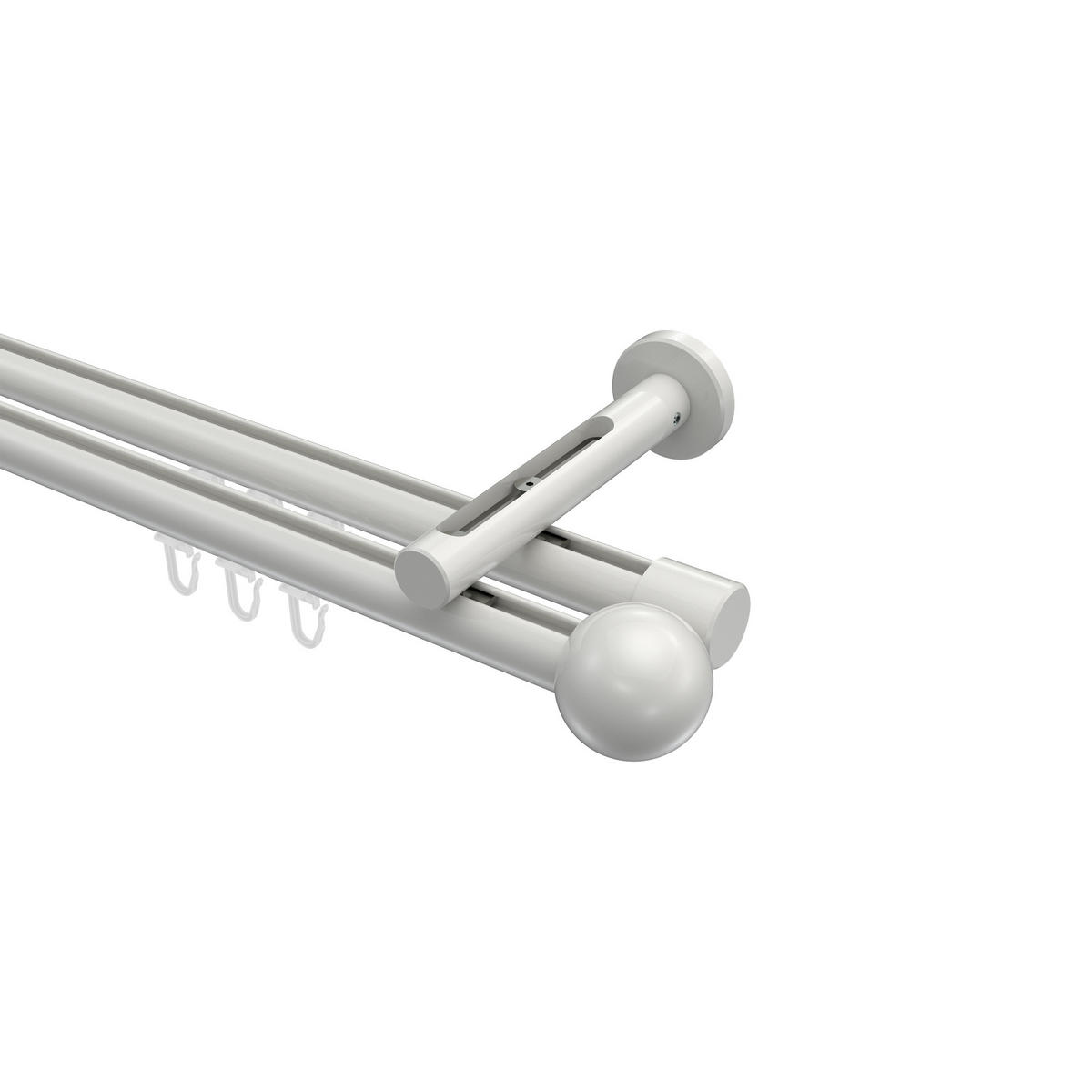 INNENLAUF-GARDINENSTANGEN-SET Siteno Luino 400 cm (geteilt in 2 x 200 cm), 2-läufig, 20 mm Ø Weiß - Weiß, Metall (400cm) - INTERDECO