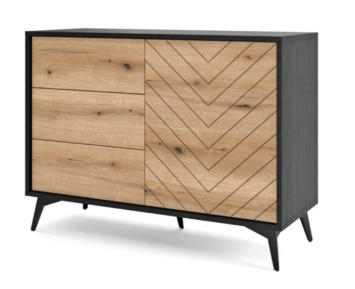 SIDEBOARD Weiß DIAMO KSZ 104 Mit Regalen Mit Metallgestell - Multicolor, Holzwerkstoff (104/77/39cm) - Sepro Meble