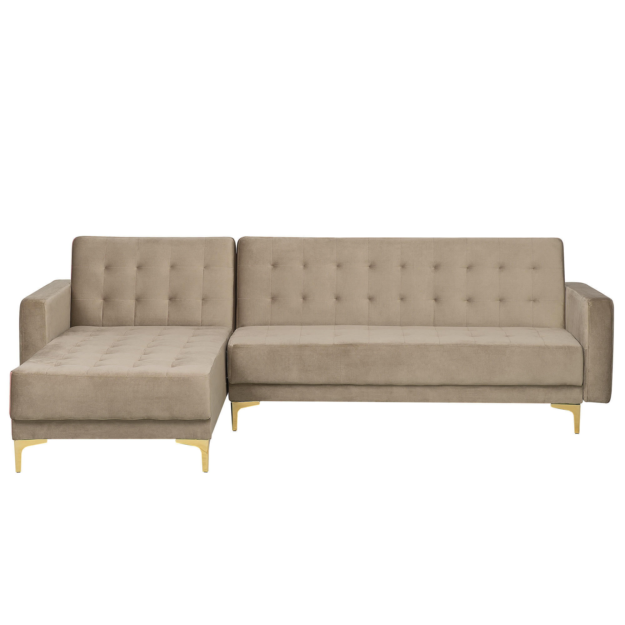 ECKSOFA Samtstoff Sandbeige linksseitig Aberdeen - Beige, Textil (267/168cm) - Beliani