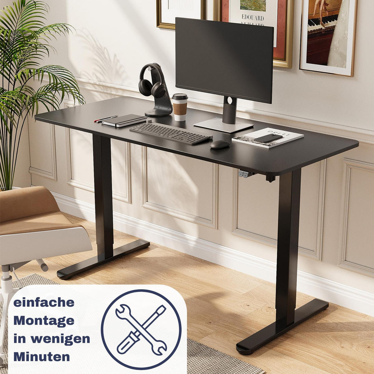 TISCHGESTELL HÖHENVERSTELLBAR UP30 schwarz - Schwarz, Metall (59/135/116cm) - Albatros