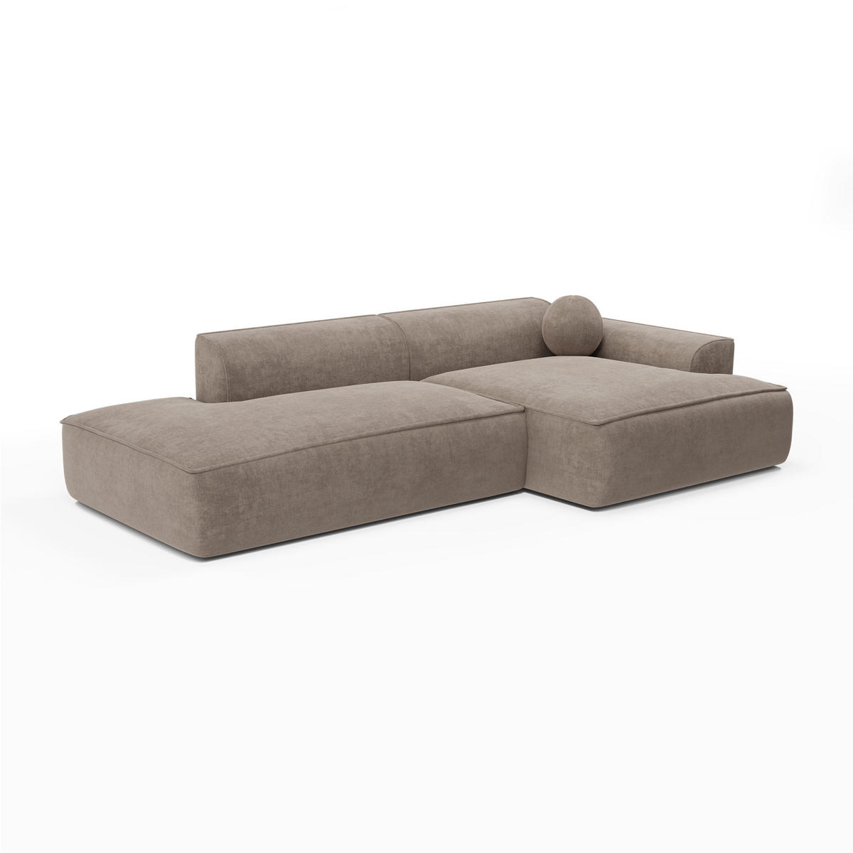 ECKSOFA RECHTS Samt Taupe 300cm - Taupe, Textil (300/155cm) - Sia Home