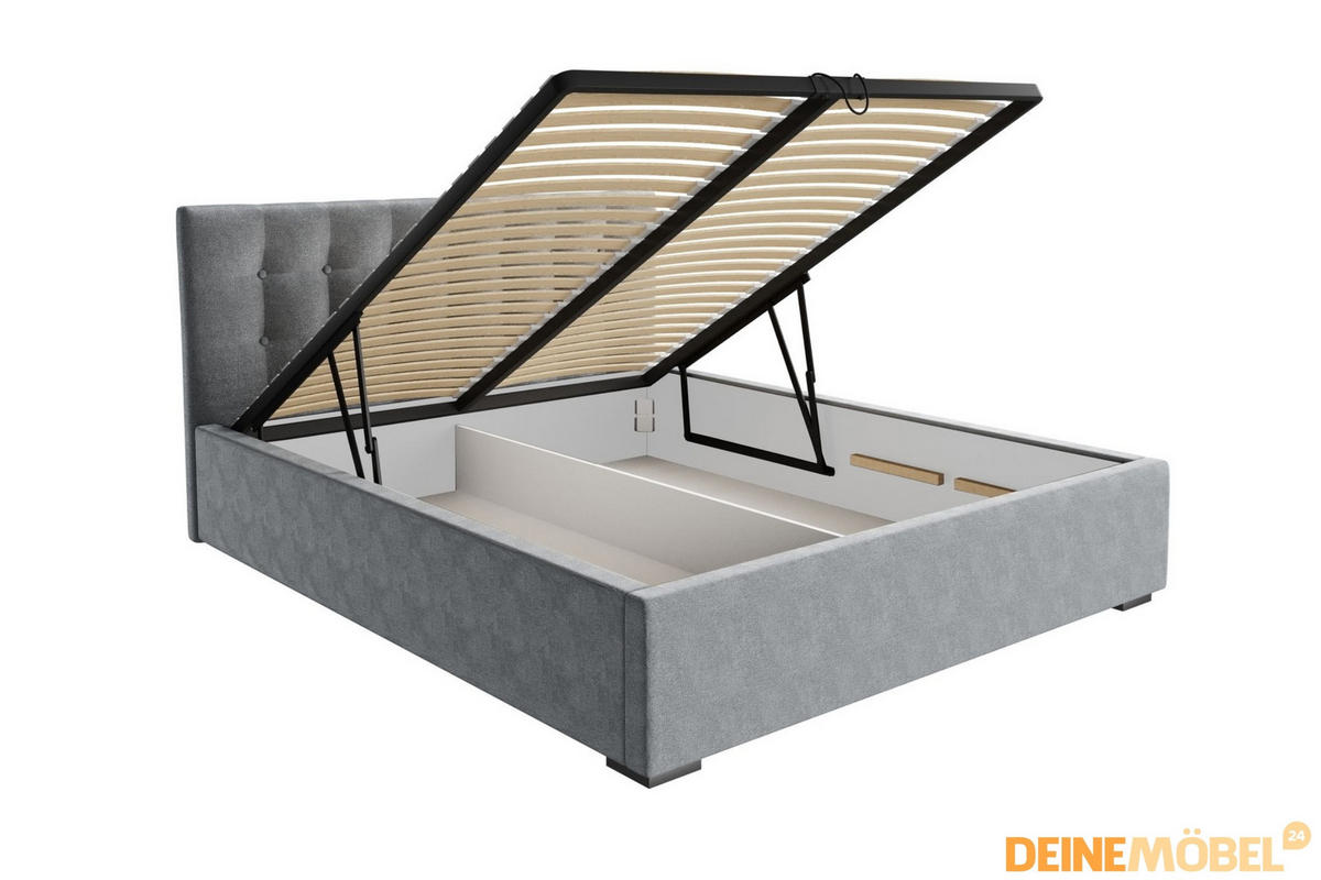 POLSTERBETT GORDON 200/200 in Velours Ecru - Ecru, Holz/Holzwerkstoff (200/200cm) - Deine Möbel 24