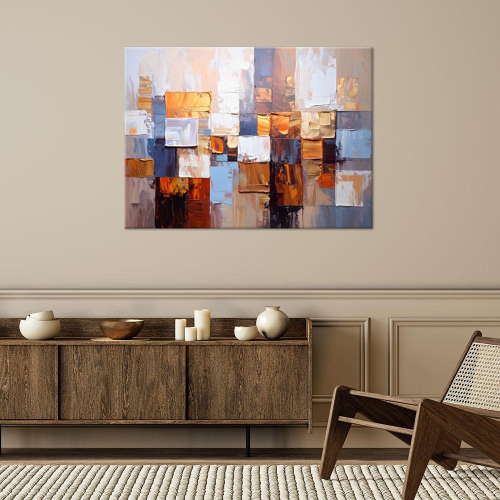 LEINWANDBILD Bunte Imitation von Farbe 90x60cm - Beige, Textil (90/60cm) - Feeby