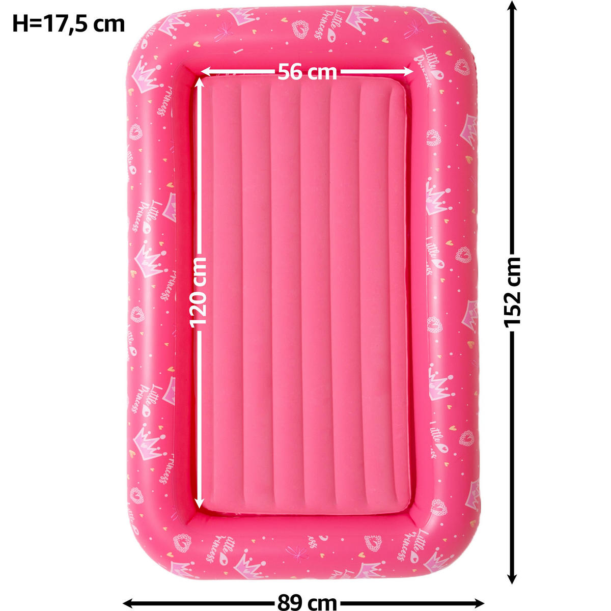 LUFTBETT Kinderluftmatratze aufblasbar DreamAir 152x89x17,5cm rosa - Rosa, Kunststoff (89/152cm) - Avenli