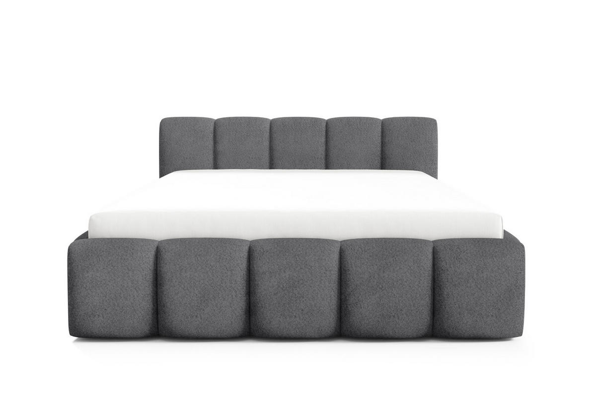 POLSTERBETT QUATTRO, 180x200 cm, Doppelbett mit Bettkasten, Boucle Stoff, Frabe: Dunkelgrau - Dunkelgrau, Holz/Kunststoff (180/200cm)