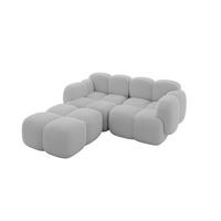 ECKSOFA modulares Sofa Links Miko-L1 214x205x75 Hellgrau Bouclé - Edelstahlfarben/Schwarz, Holzwerkstoff/Kunststoff (214/205cm) - ALTDECOR